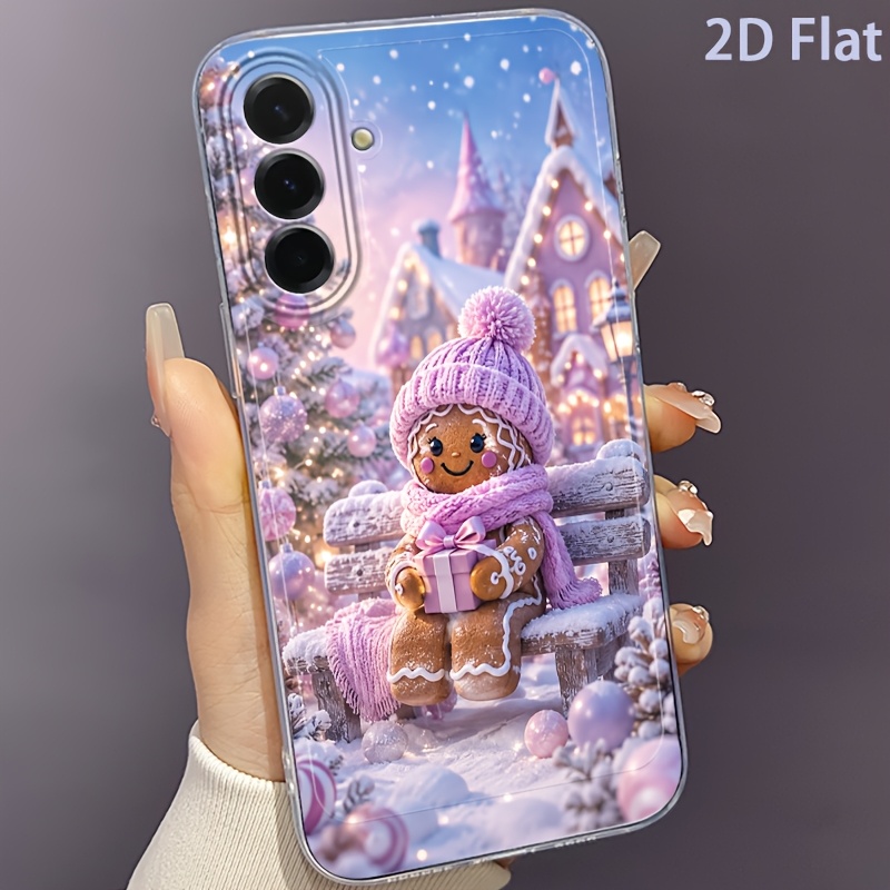 TEMU Phone Case - 2d Flat Winter Gingerbread Man Pattern Phone Case Suitable For Galaxy A03s A05s A06 A07 A13 A14 A15 A16 A17 A23 A24 A25 A26 A32 A34