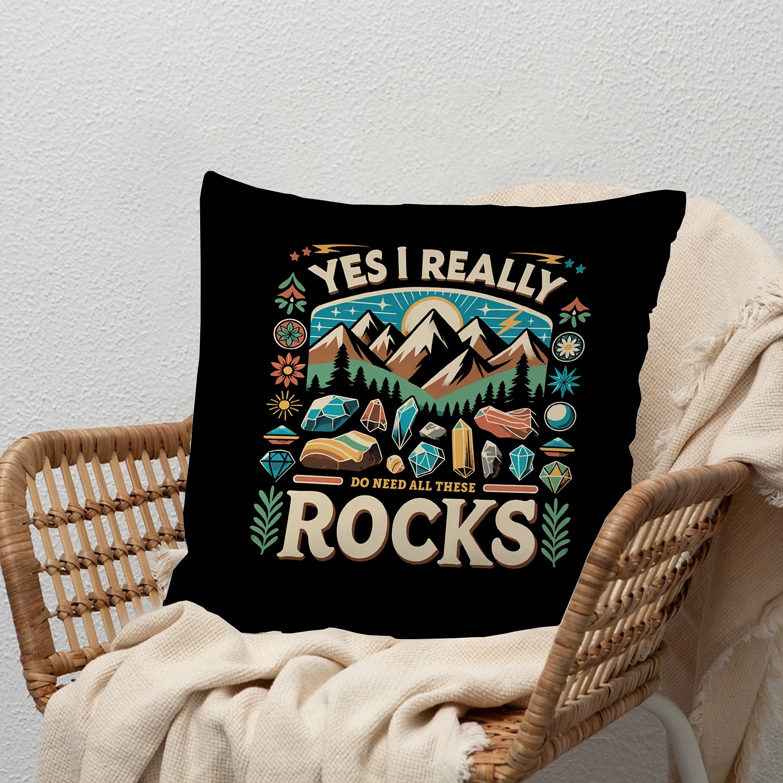 

1pc Geologists Rock Geology Earth Scientists Mineral Collectors Pattern Velvet Cushion Cover Square Pillow Throw Pillow Cover Decorative Pillow Sham Decorative Cushions For Luxury Room