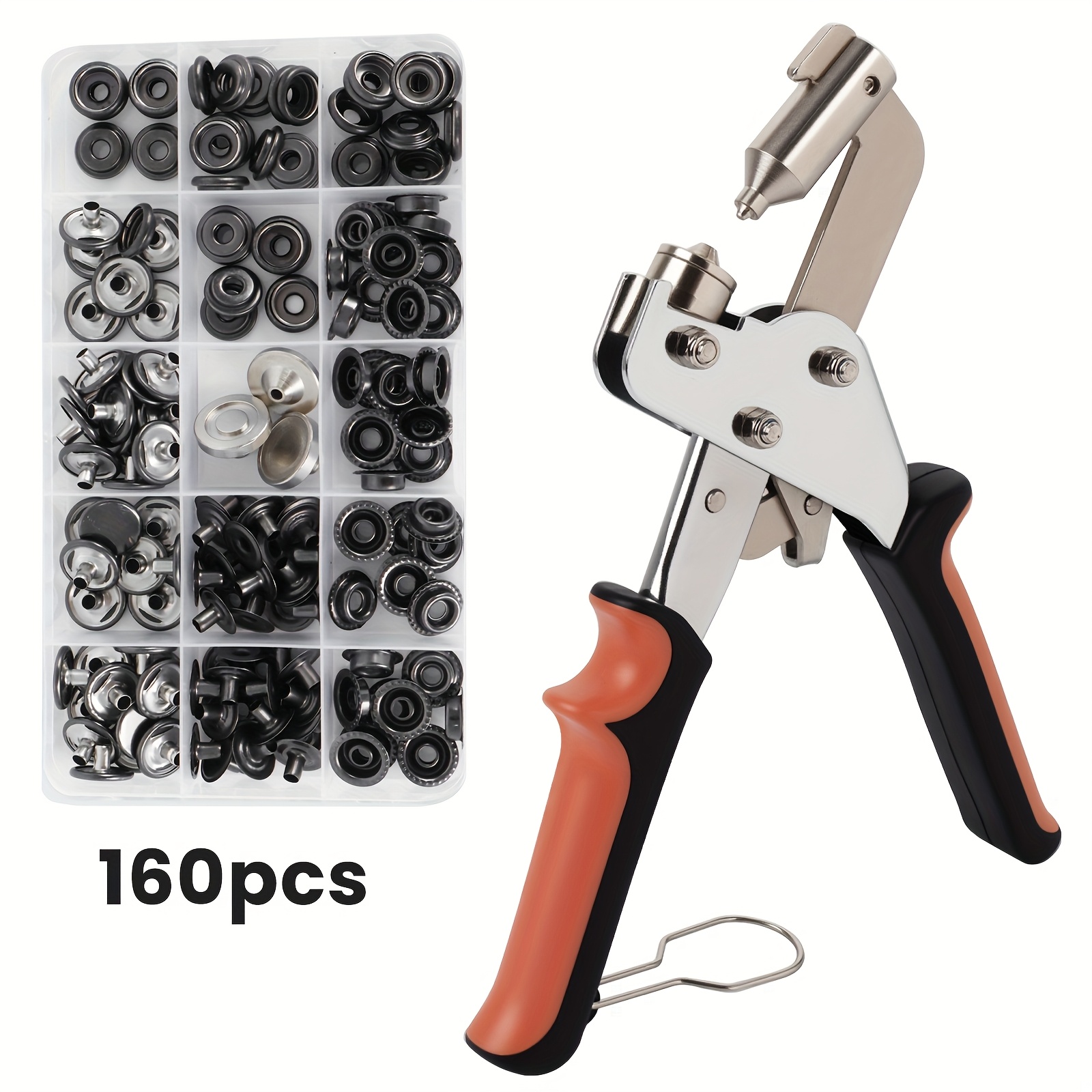 E-shop Strapazierfähiges Druckknopf-Werkzeugset mit Druckknopfzange (160-teiliges Set) für Bootsabdeckungen, Segeltuch, Nähprojekte, Planen &