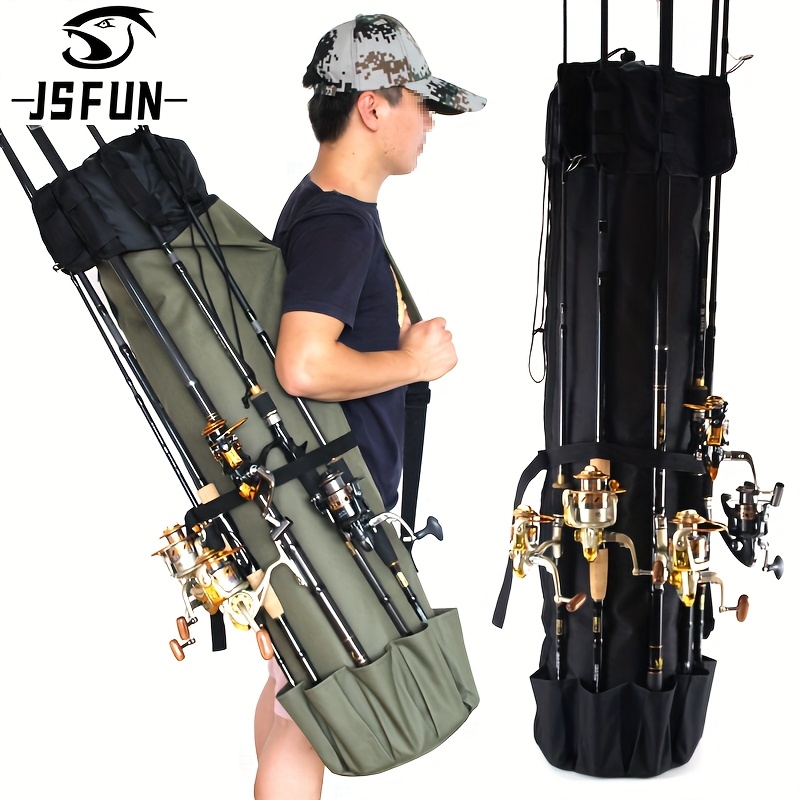 

1pc Portable Folding Fishing Rod Bag, Multifunction Fishing Tackle Tools Storage Pack, Fishing Shoulder Bag