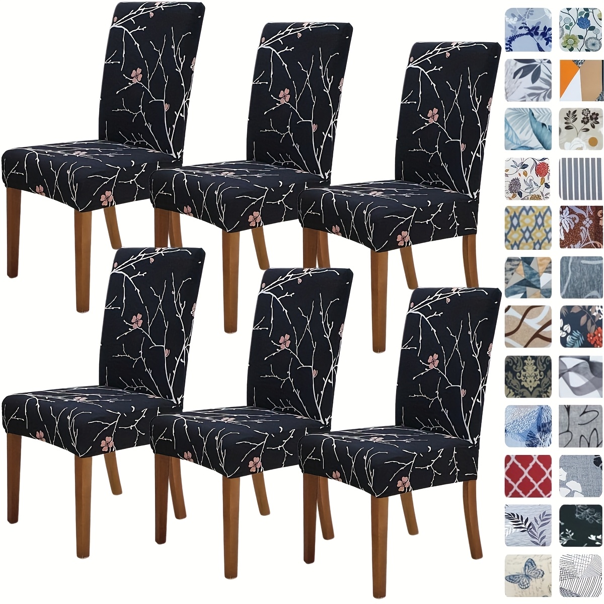 4 6pcs printed chair covers brushed milk chair covers non