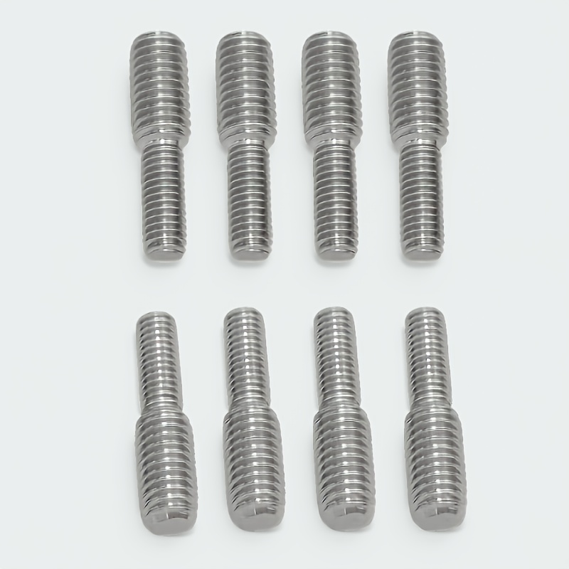 Image of 8pcs Double-ended Screws - M6 To M8 Conversion Adapters, 5-point Round Head, End, Partial Thread Engagement For Secure Industrial & Construction Applications, Construction Bolts, Thread Design