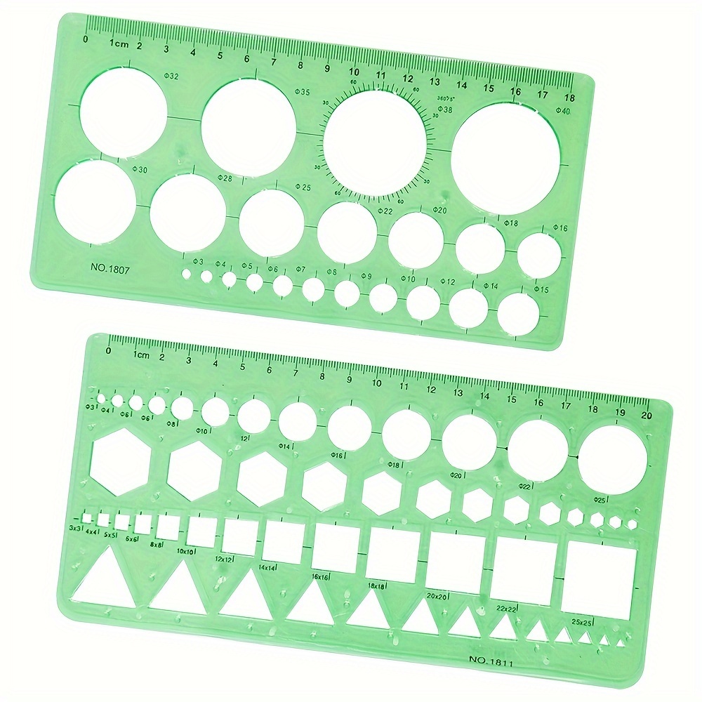 

Clear Scale Geometric Ruler: Plastic Circle, Square, Hexagon Templates For Accurate Measurements