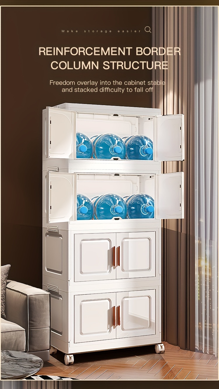 extra large multi layer storage cabinet with wheels doors waterproof foldable organizer for bedroom clutter   toys snacks aesthetic room decor details 7