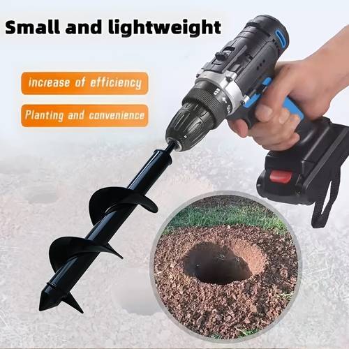 quick plant heavy duty garden auger single piece high strength steel earth drill suitable for manual electric tools 3 8 hex drive used for planting digging post holes and mixing soil