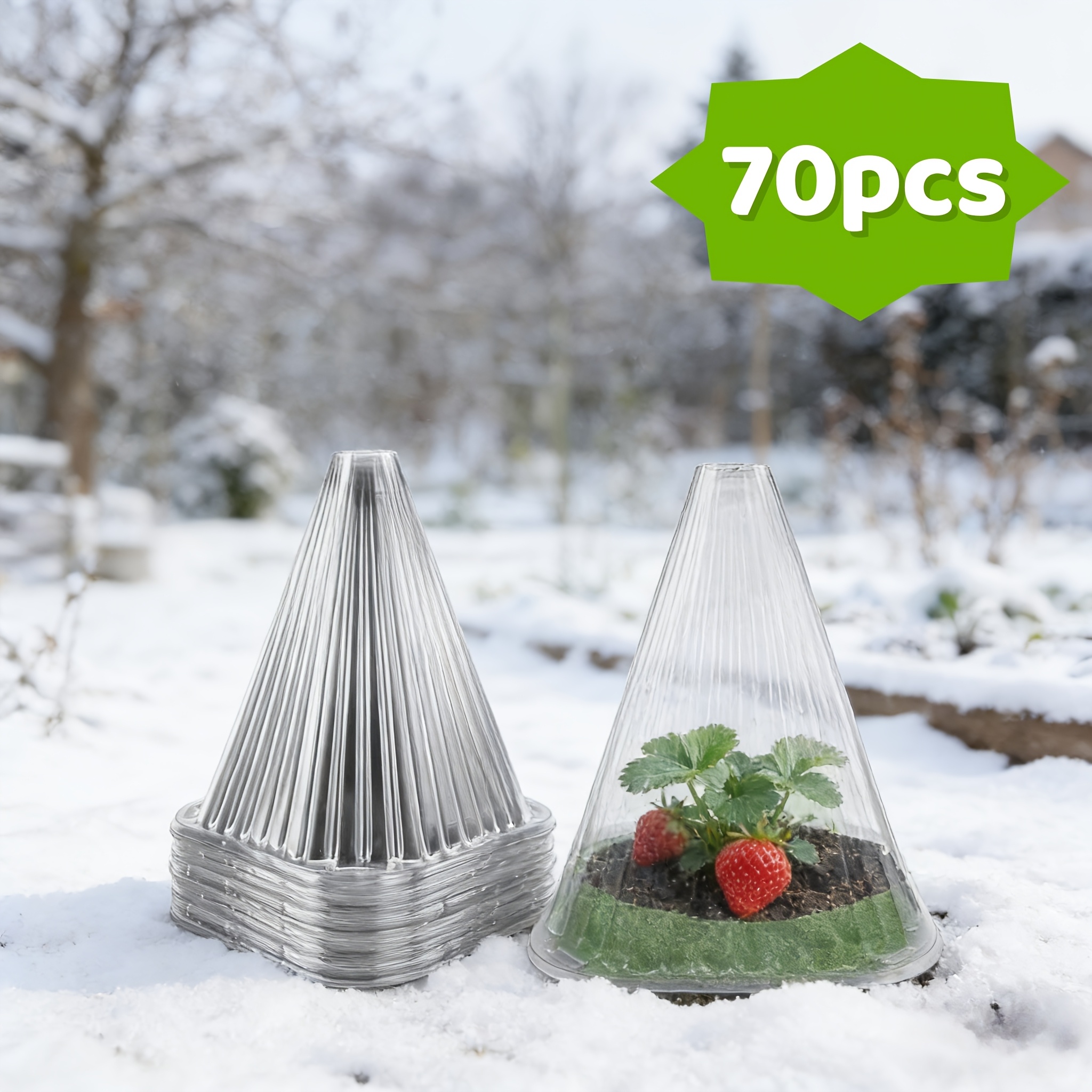 E-shop 30/70 Stück Transparente Wiederverwendbare Pflanzenschutzhüllen Kälte- und Frostschutz Einfach zu Installierende Outdoor-Abdeckungen für