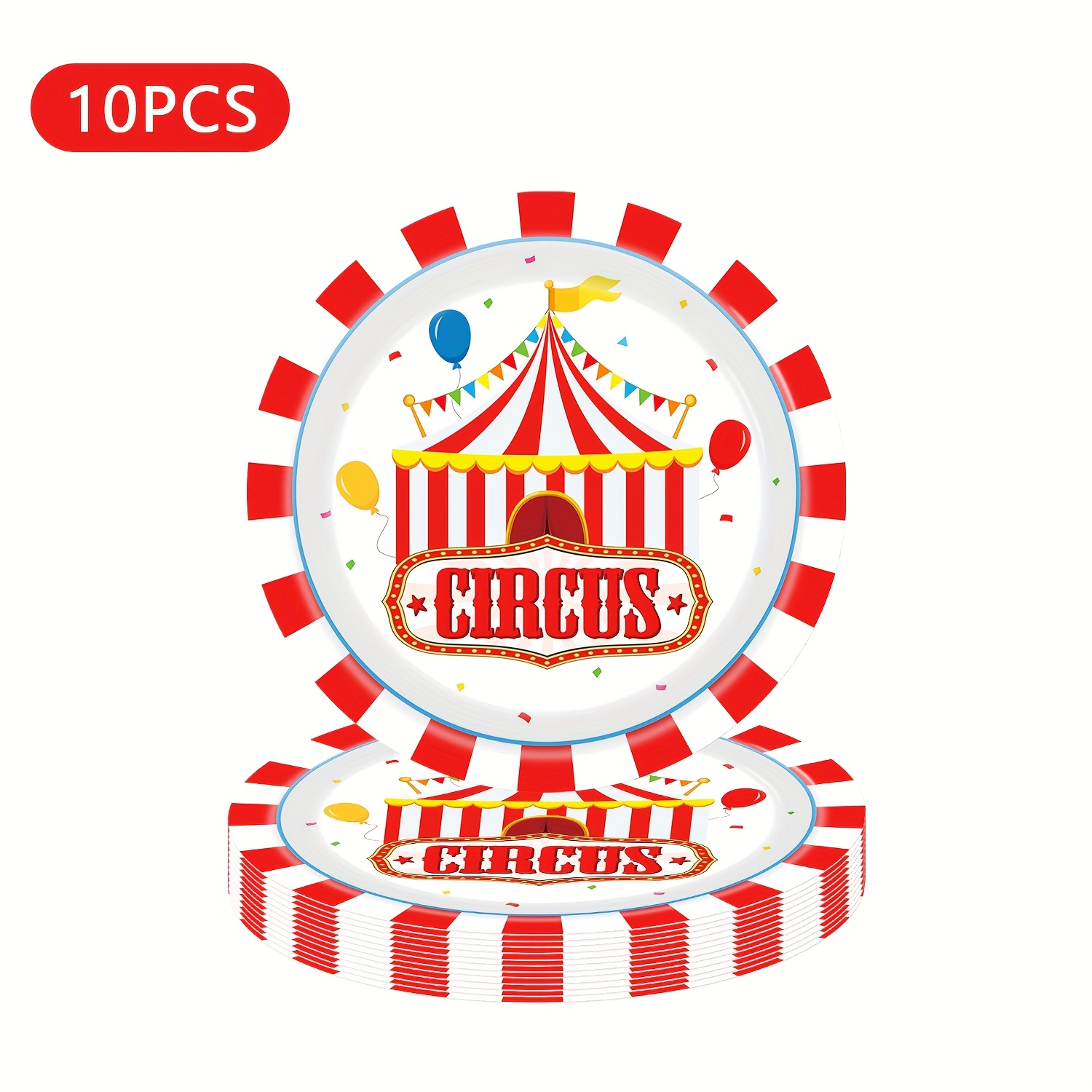 Image of Carnival Party Supplies Decorations, Circus Theme Birthday 9 Inch Paper Plates Set Party Dessert Dinnerwares Halloween Christmas Thanksgiving
