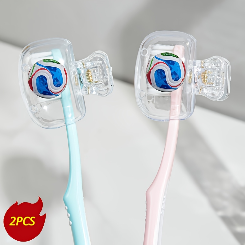 TEMU 2 protectores de cepillo de dientes con diseño de fútbol de moda - Adecuados para varios tamaños de kits de viaje, con orificios de ventilación