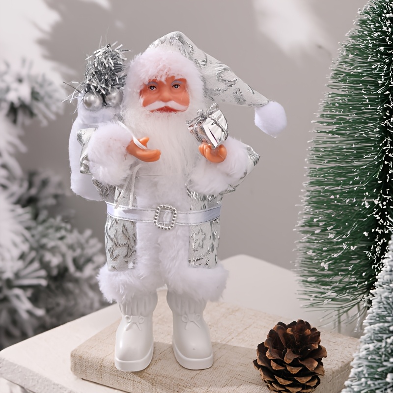 TEMU Miniature Santa Claus Figurine, The Top For Christmas Decorations, A Holiday Gift For Autumn And Winter, In White And Golden Styles. This Ornate