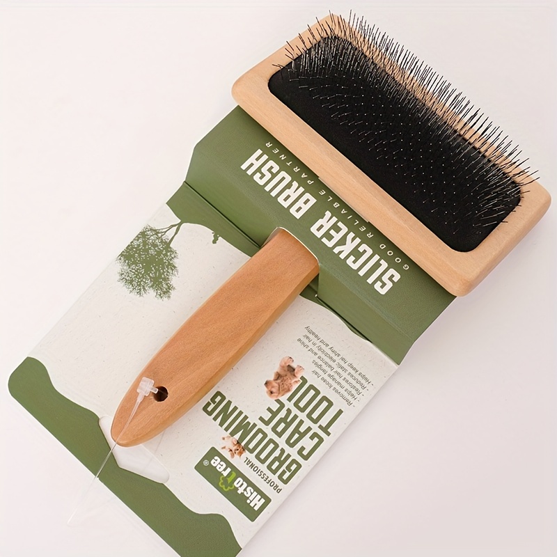 

Premium Solid Wood Pet Grooming Comb - Gentle Deshedding Brush For , Ideal For Home Use