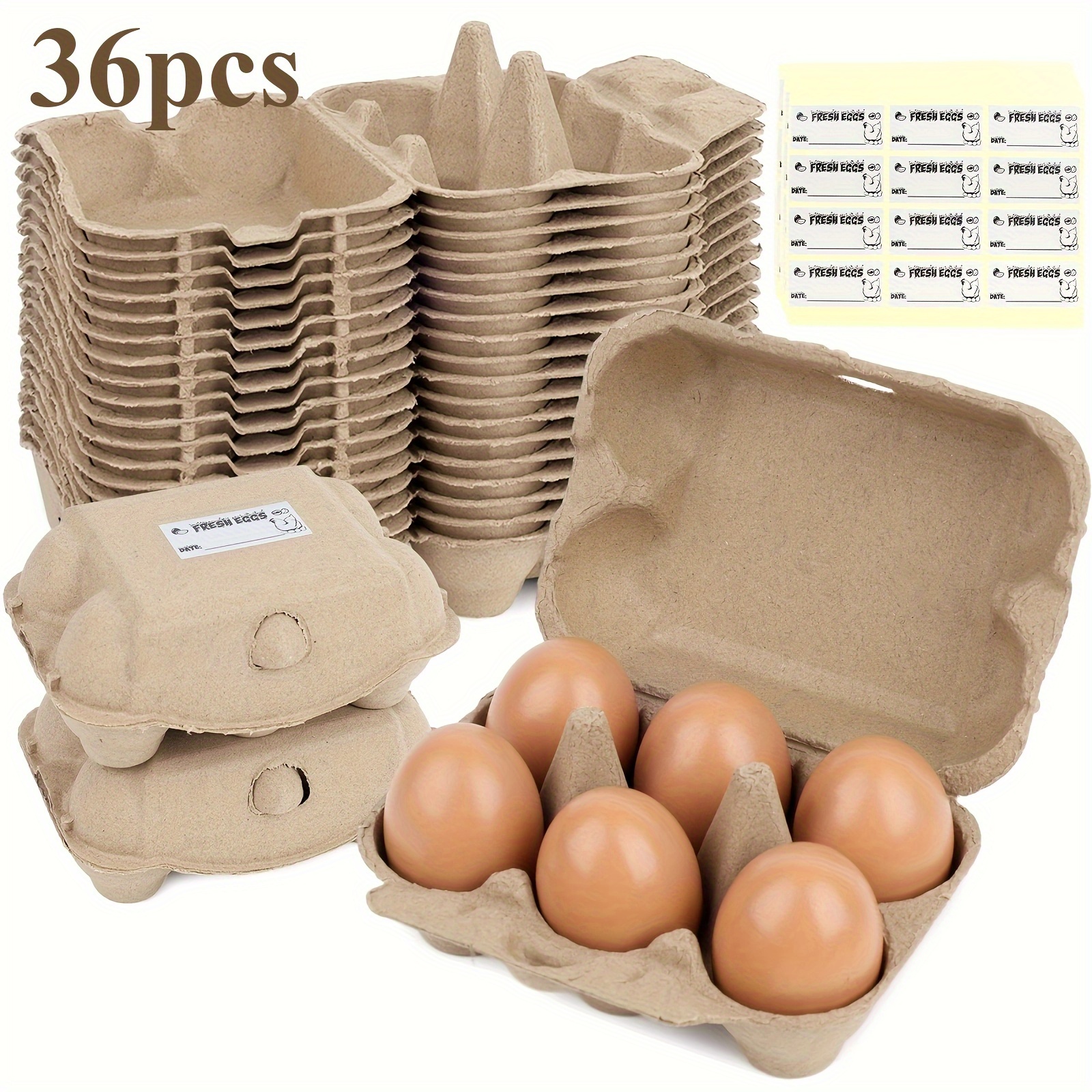 

Shindel 36pcs Paper Egg Cartons, Holder Cardboard Half Egg Cartons 6 Count Egg Storage Containers For Family Fridge