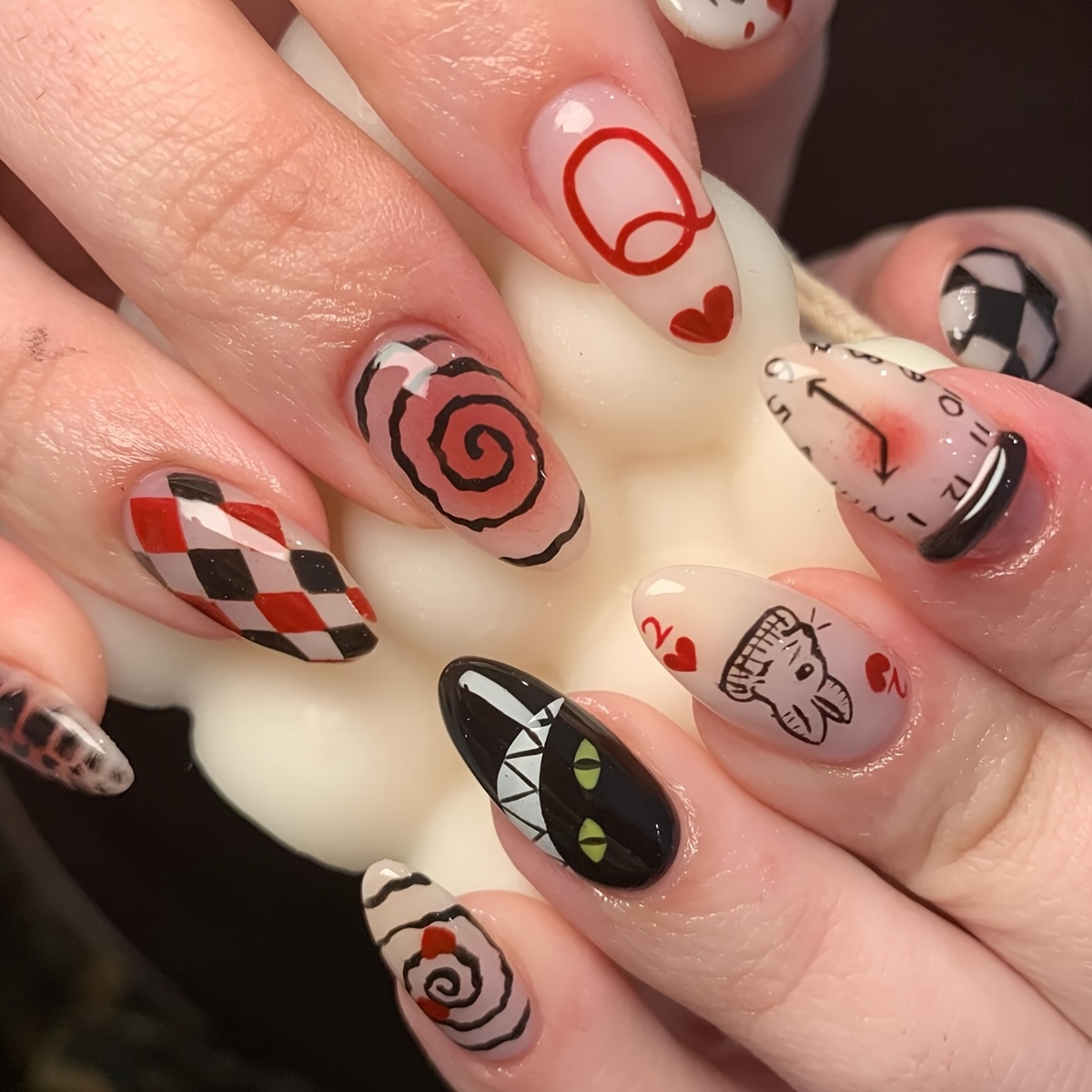 TEMU Halloween Nail Stickers - Gothic, Web, Pumpkin, Hearts, Roses, Clocks - Matte/ Glossy High Quality - For Halloween, Parties, Everyday Manicure -