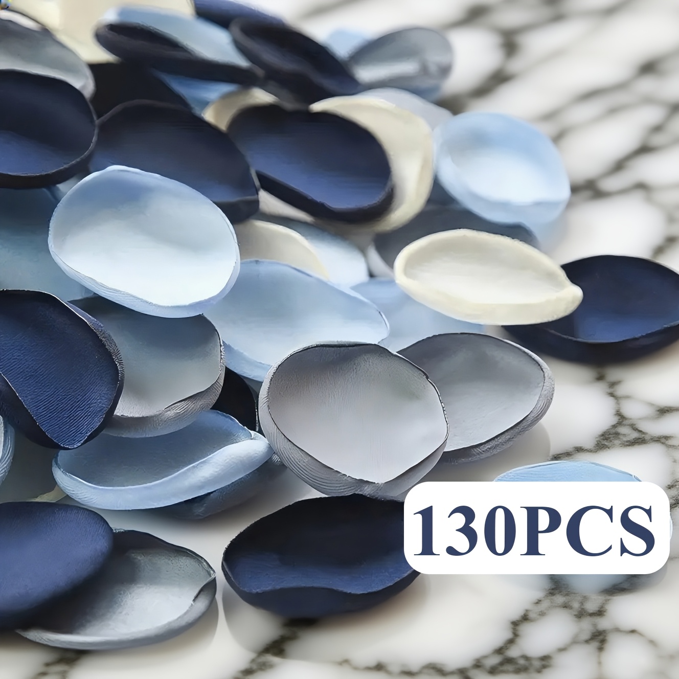 TEMU 130/340/420pcs Of Petals In Dusty Blue And Navy - Handcrafted, Reusable Fabric Flowers Suitable For Wedding Decorations, Aisle Scattering, Table
