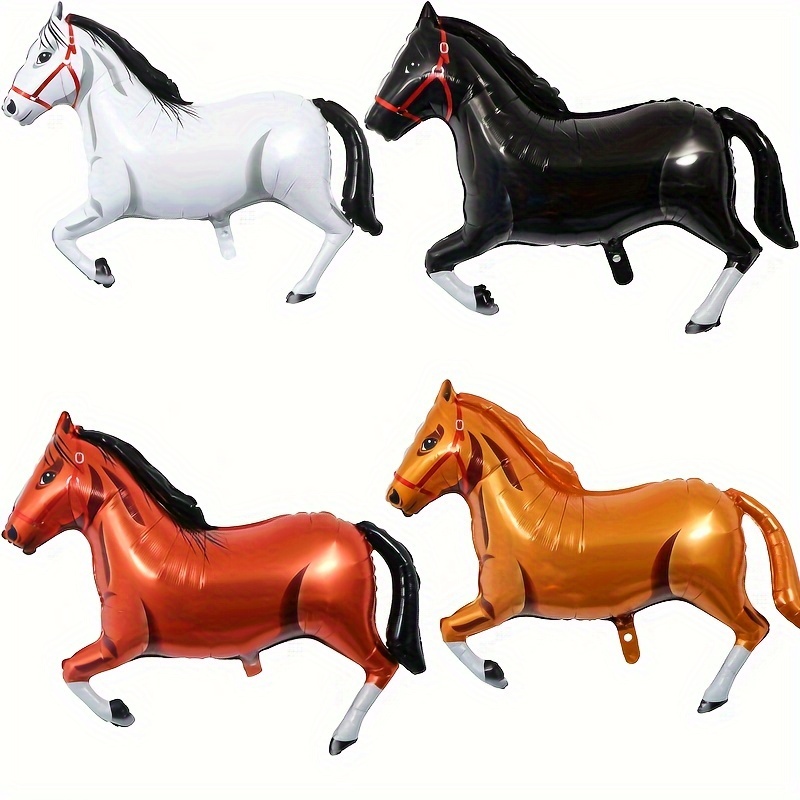 

4pcs 32-inch Horse-shaped Foil Balloons, Durable For Outdoor & Indoor, Perfect For Birthday Parties, Western Theme Events, Suitable For Ages 14+, Party Decor Supplies