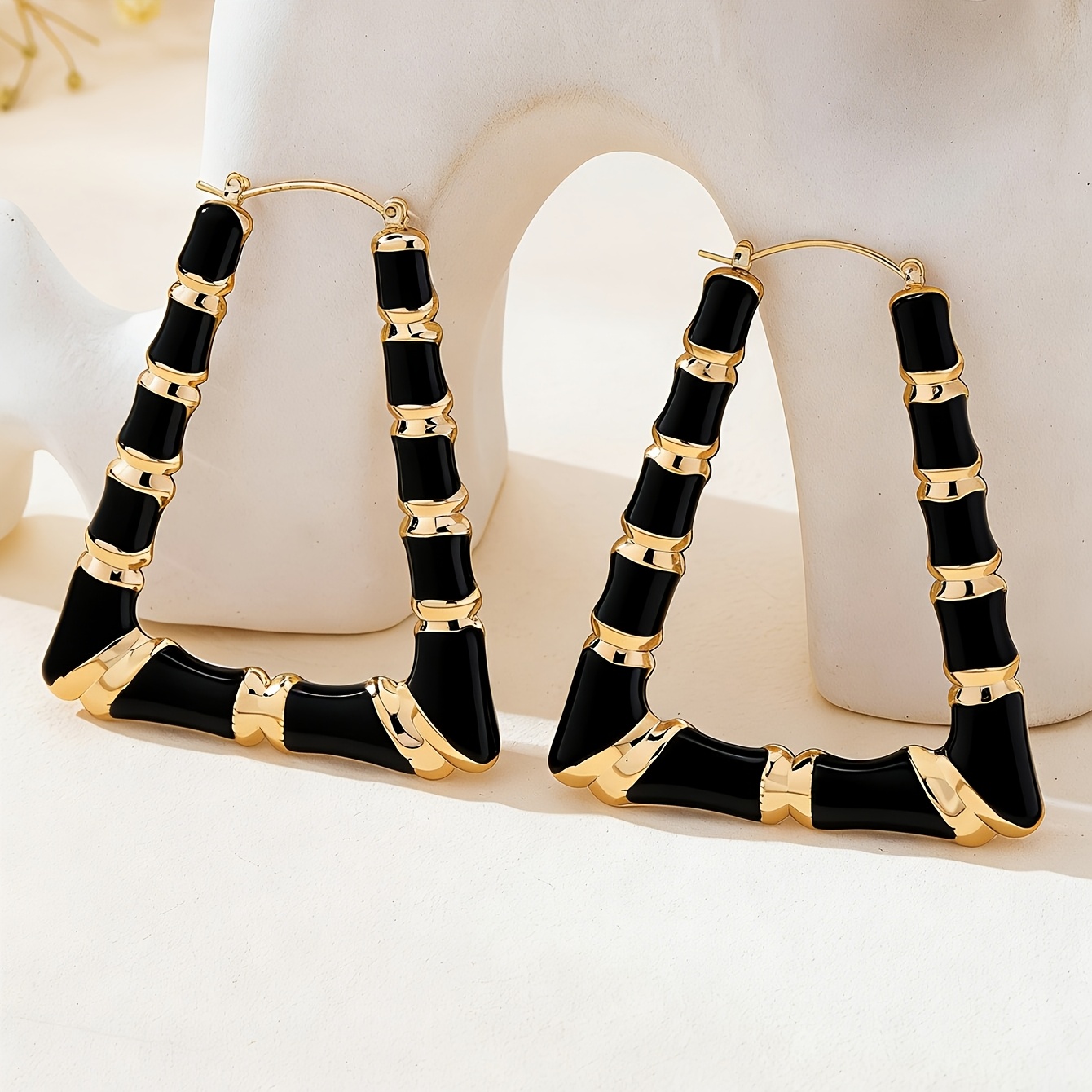 TEMU Une paire de boucles d'oreilles géométriques en émail, élégantes et originales pour femmes
