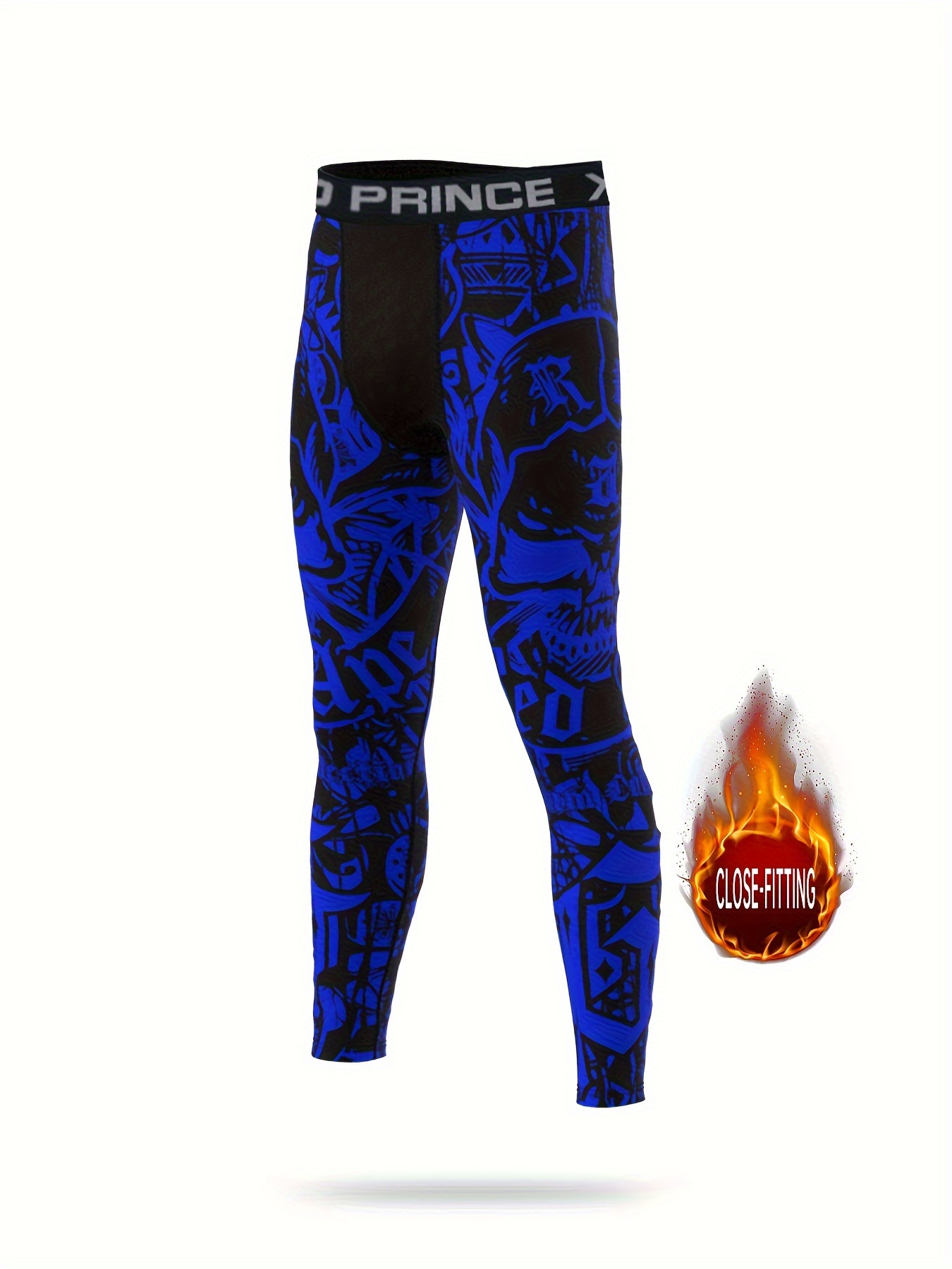 Quick-Drying Men's Compression Pants for Running, Training, and Fitness -  Moisture-Wicking and Breathable Leggings with Graffiti Design