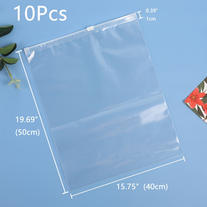 E-shop 10 transparente Plastiktaschen, Doppelschichtdicke 0,065 mm, hochwertige Reise- Outdoor-Aufbewahrungstaschen für Kleidung, T-Shirts, Hosen,