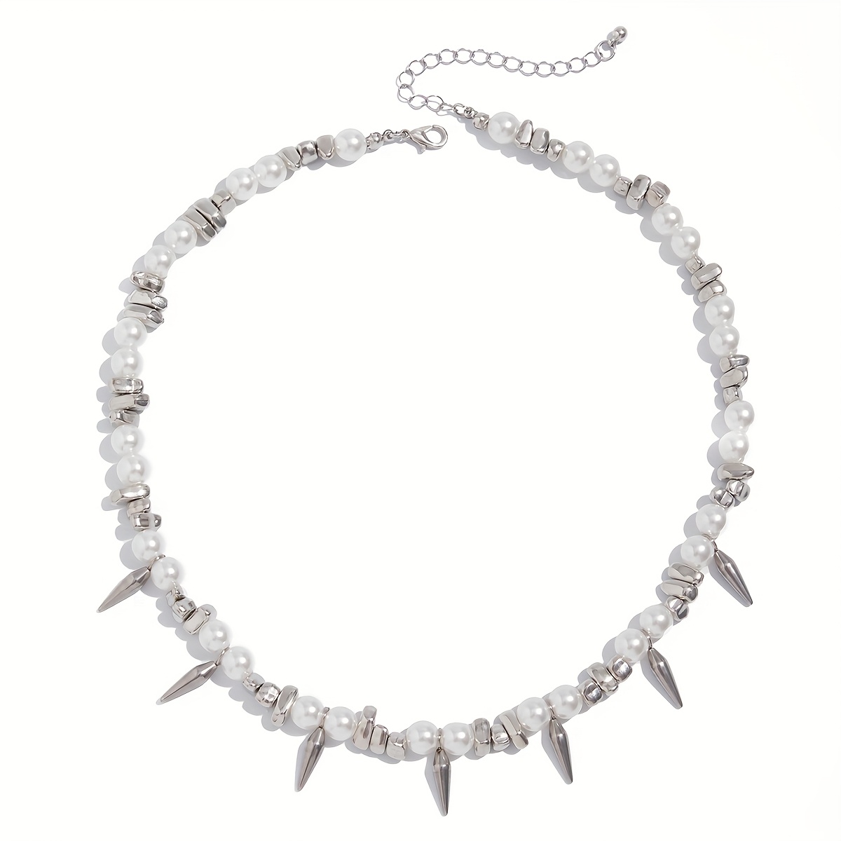 TEMU 1pc Gargantilla con Púas Punk Streetwear para Hombre, de Perlas, Cuello Gargantilla a , Ajustable, Joyería Remaches, Adecuada para Todas