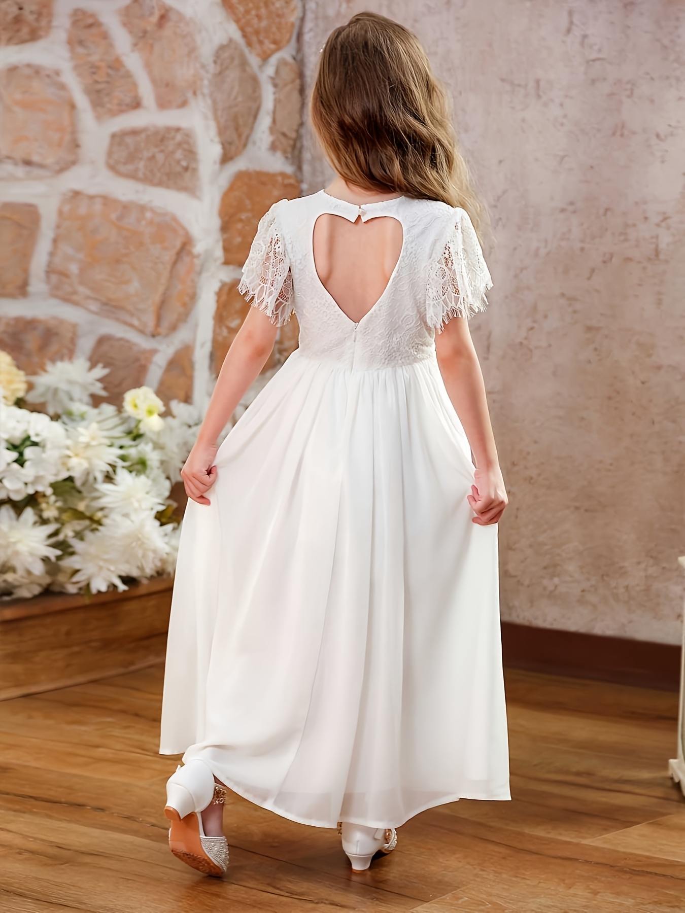 white christmas dresses Simple White Chiffon Backless Long Prom Dress, Evening Dress main image 0