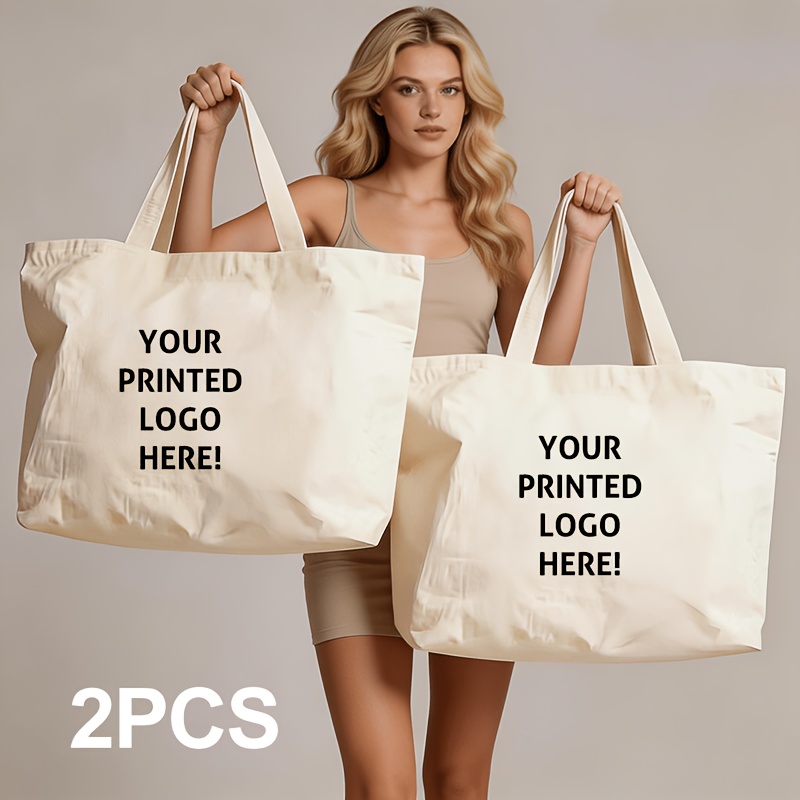 TEMU Bolsa tote personalizada - Extragrande, gruesa, de de capacidad, personalizable con fotos/texto/logotipos, bolsa de tela reutilizable y duradera