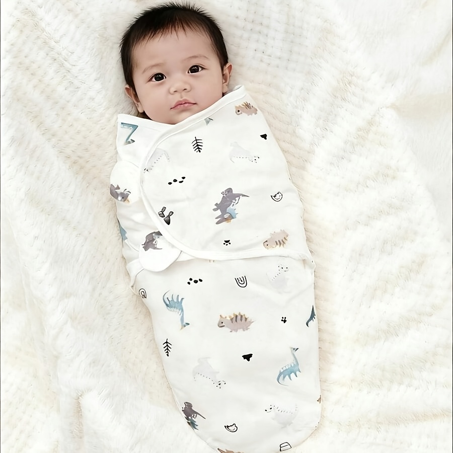1pc Baby Swaddle Blanket, Adhesive Design 100% Polyester Fiber Material Soft And Skin-Friendly, Suitable for 0-2 Year Olds, Newborn Essential