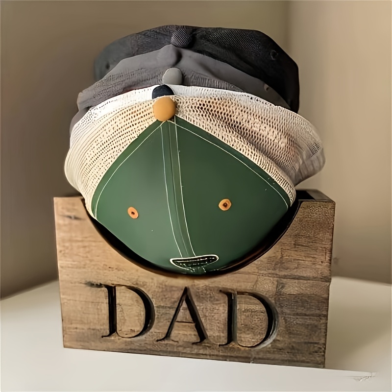 

Wooden Baseball Cap Storage Rack, Freestanding Hat Organizer Display, Handcrafted Craft, With "dad" Engraved For Father's Day Gift