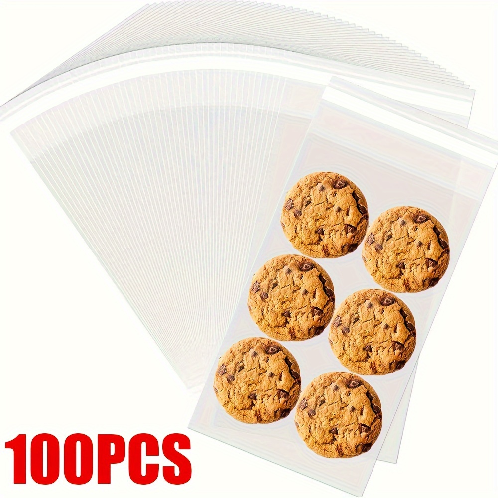 

100pcs Clear Self-sealing Cellophane Bags, 3.9x10.7 Inch Plastic Bags For Packaging And Gifts, Cookies, Candies, Gifts, Small Gifts, Chocolates, Cookies, Pretzels, , Etc.