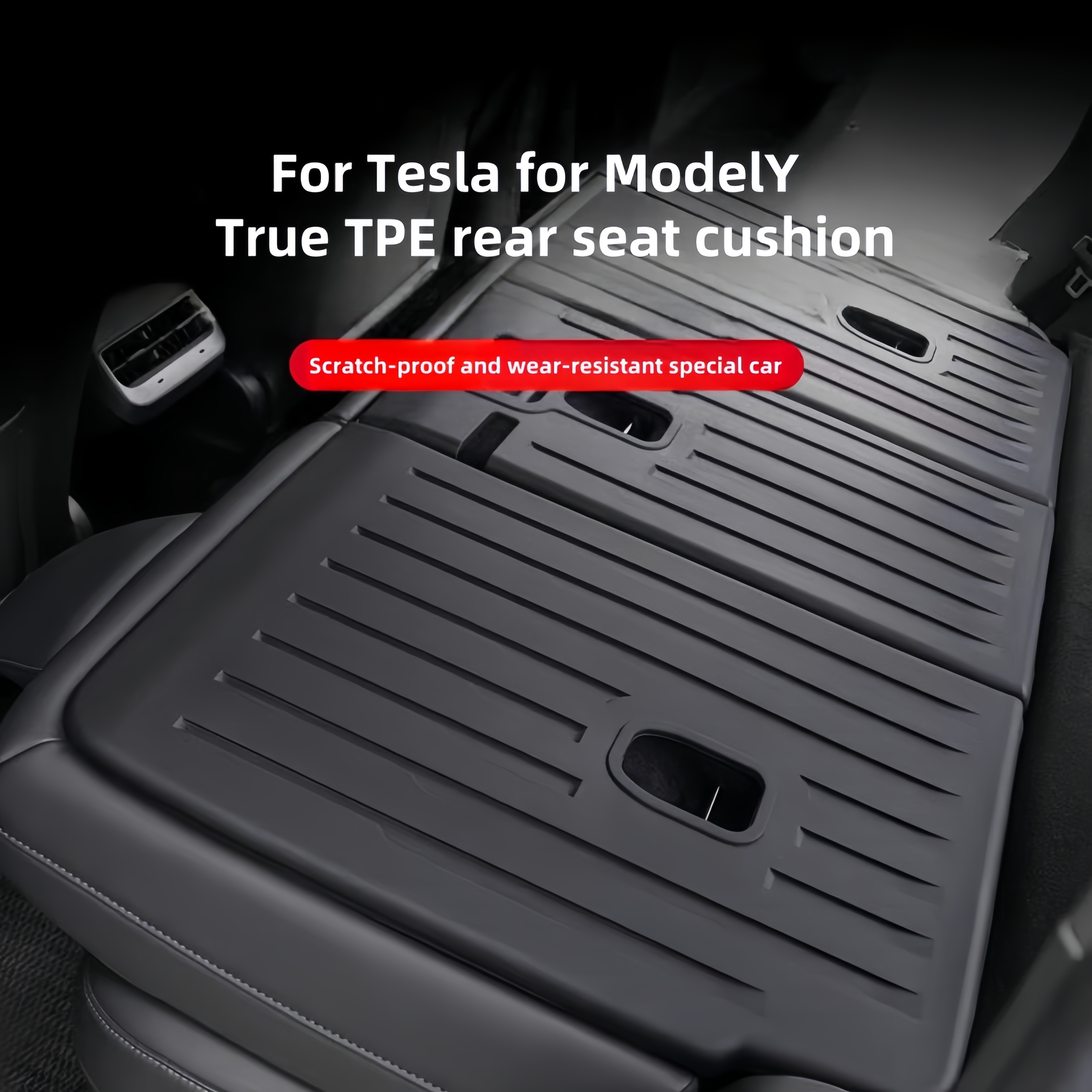 

For Tesla Model Y 5-seater Tpe Rear Seat Back Protector Mat - Durable Scratch-resistant Resin Surface, Easy-clean Split Design Seat Cushion Cover