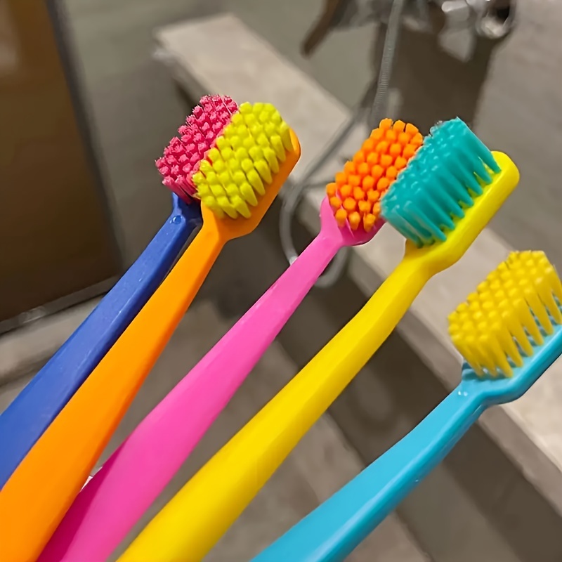 

5pcs/box Toothbrush, Frosted , High Density Medium Hard , Adult Home Toothbrush, Adult Home Toothbrush