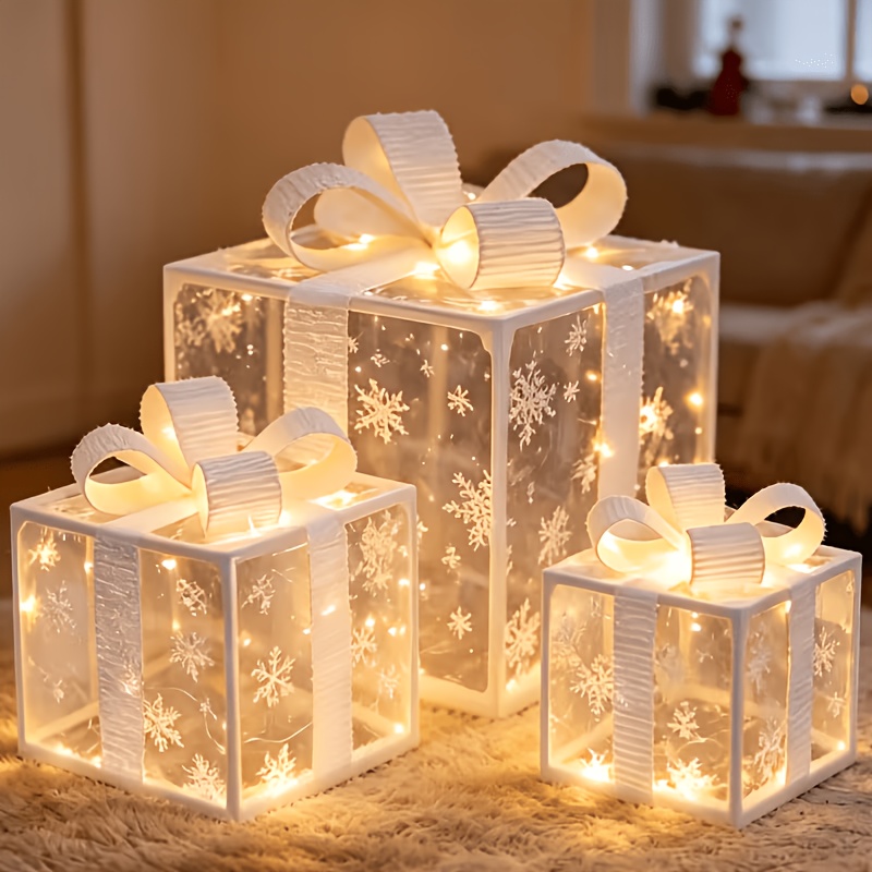 TEMU 3pcs Box Light Set, Battery Operated Warm Light Boxes, 8 Flashing , Ip66, Indoor Living Room Tree Valentine's Day Holiday Decor