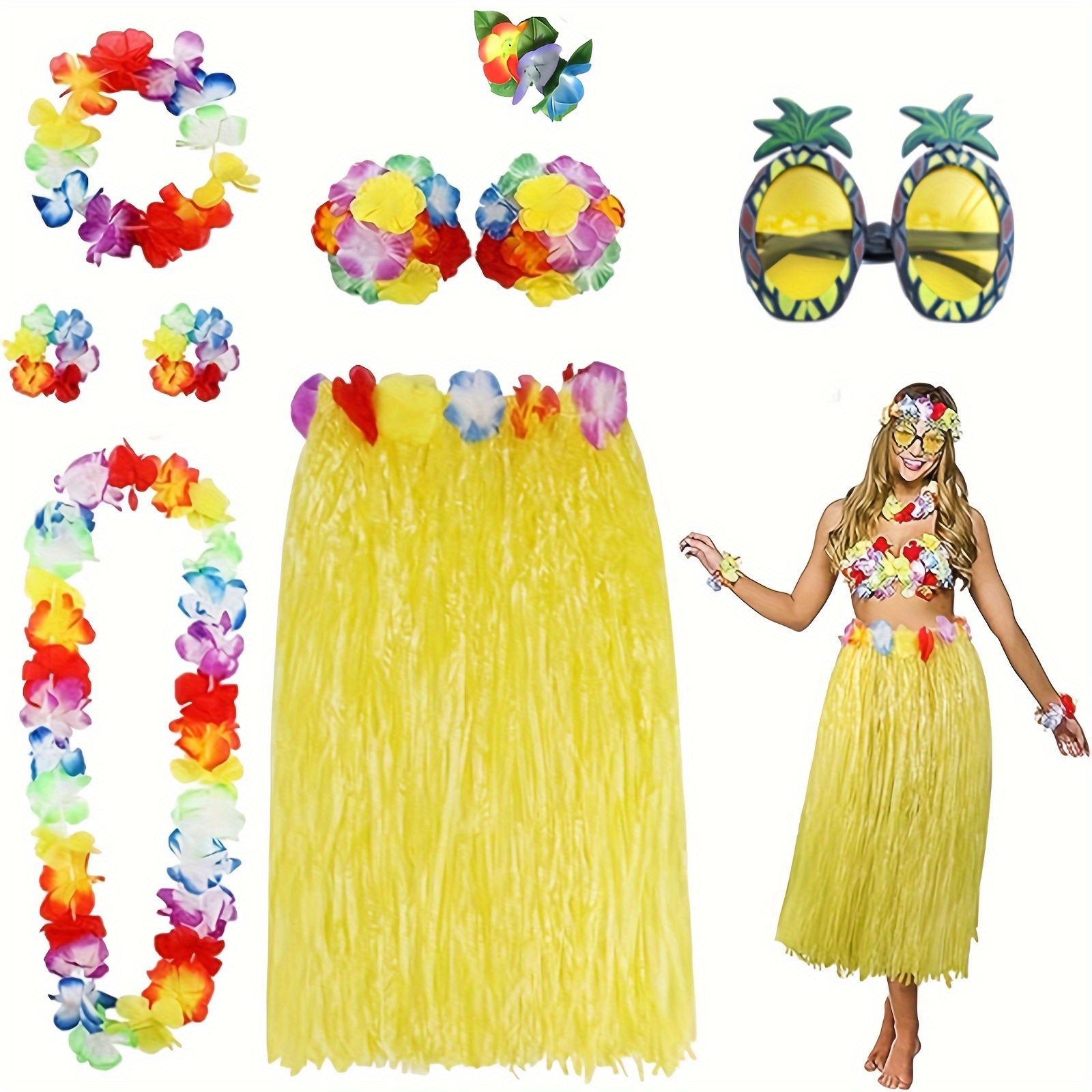 conjunto disfraz falda hula hawaiana piezas: Temu Spain