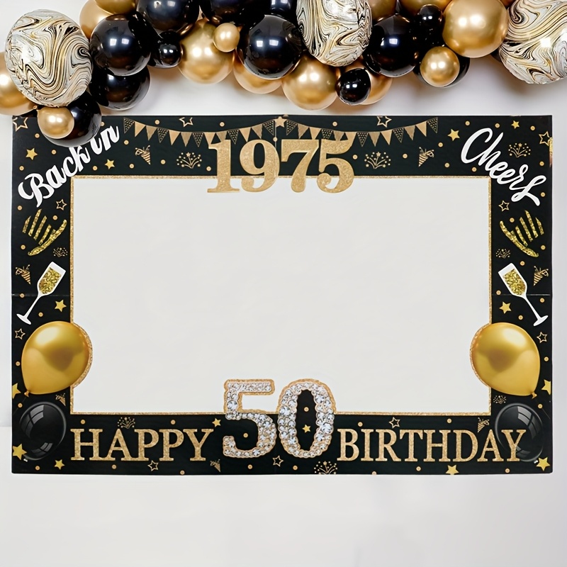 1pc elegant black golden 50th birthday   customizable back the 70s party banner birthday decorations with golden accents sturdy paper material for milestone birthday party photo booth props anniversary decor perfect birthday gift for him her  