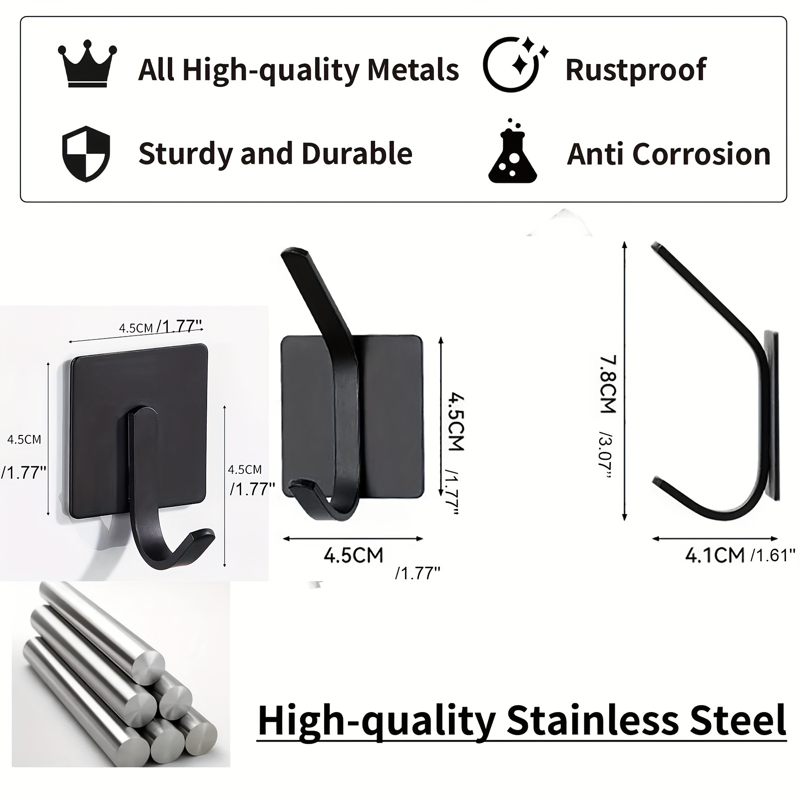 Heavy Duty Metal Stainless Steel Adhesive Hooks Towel Hooks - Temu Canada