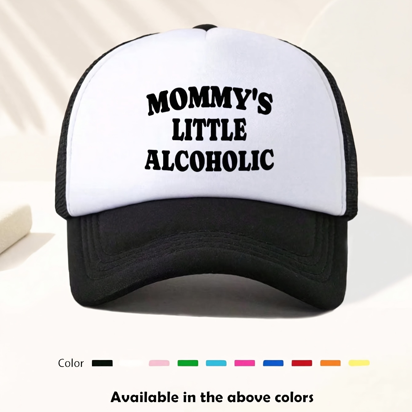 E-shop 1 Stück Lustige "Mamas kleiner Alkoholiker" Slogan Trucker-Mütze - Verstellbarer Snapback, Mesh-Rückenteil & Weißer Schirm, Y2K Streetwear Cap