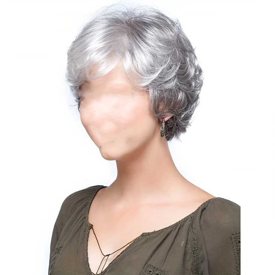 

Girl's Short Sliverygrey Hair Mixed Wig, Lightweight Hair Layered Wig, Soft/thin/light, Suitable For Daily Use