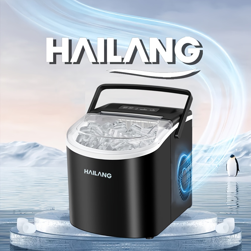 

Hailang Countertop Ice Maker With Handle, 26 Of Ice In , 9 Blocks Of Ice In , Self-cleaning Portable Ice Maker With Basket And For Home/kitchen/camping/rv. (black) Christmas Gift)(