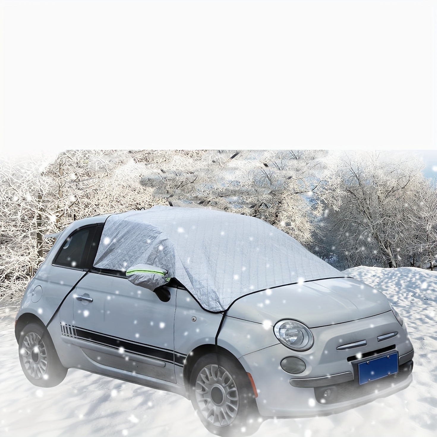 Image of For Fiat 500//for 2007-2023 2024 2025, Car Windshield Snow Cover Windshield Cover For Ice And Snow, Windshield Frost Cover Ice Removal Wiper Protector, Windshield Cover