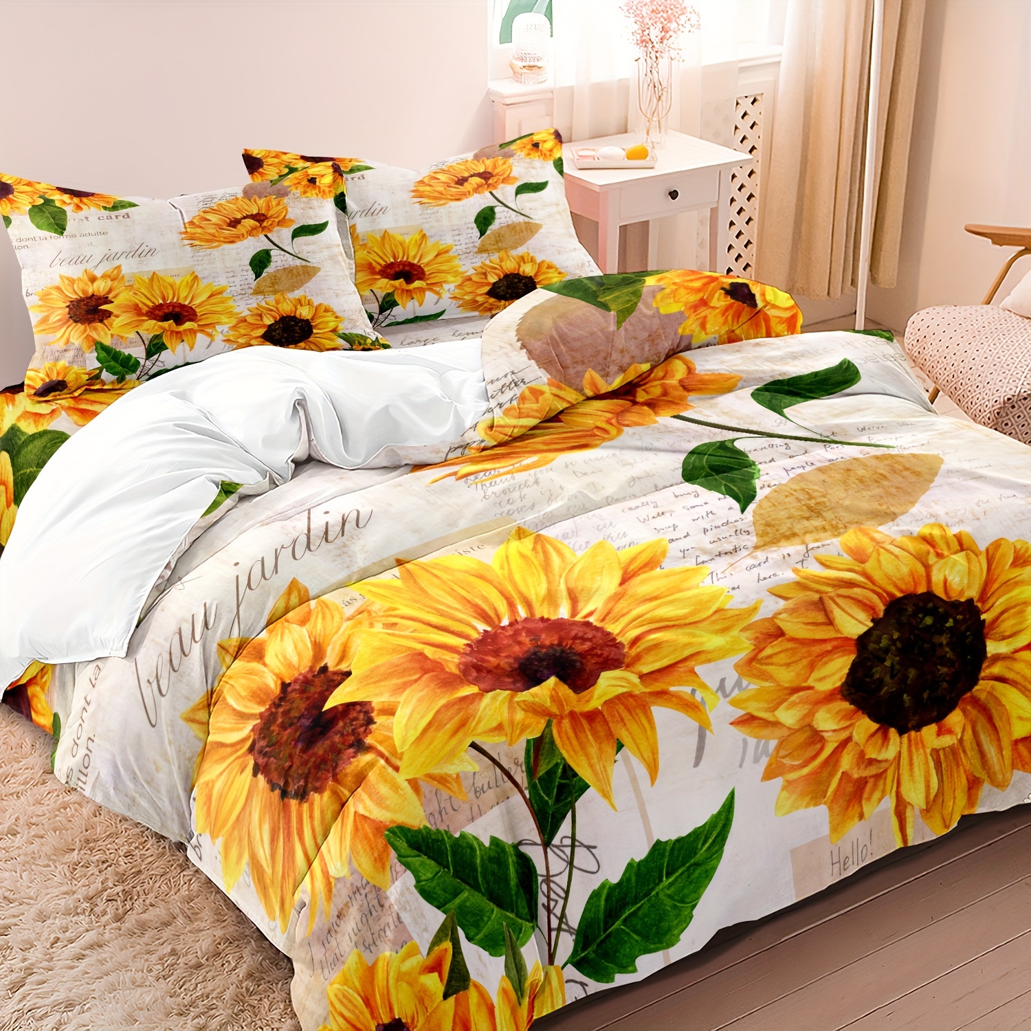 TEMU Ensemble de Housse de Couette Imprimé 2/3 Pièces - Design Rétro Vibrant Toutes Saisons - Literie Douce, Confortable et Respirante pour Chambre &