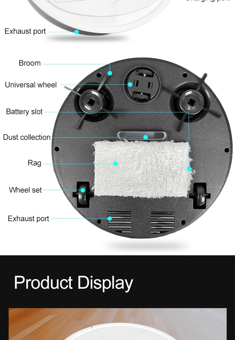 3 in 1 robot vacuum cleaner and mop combo usb rechargeable strong suction and design suitable for pet hair hard floors and daily cleaning automatic mop pet hair cleaner robot vacuum cleaner details 12