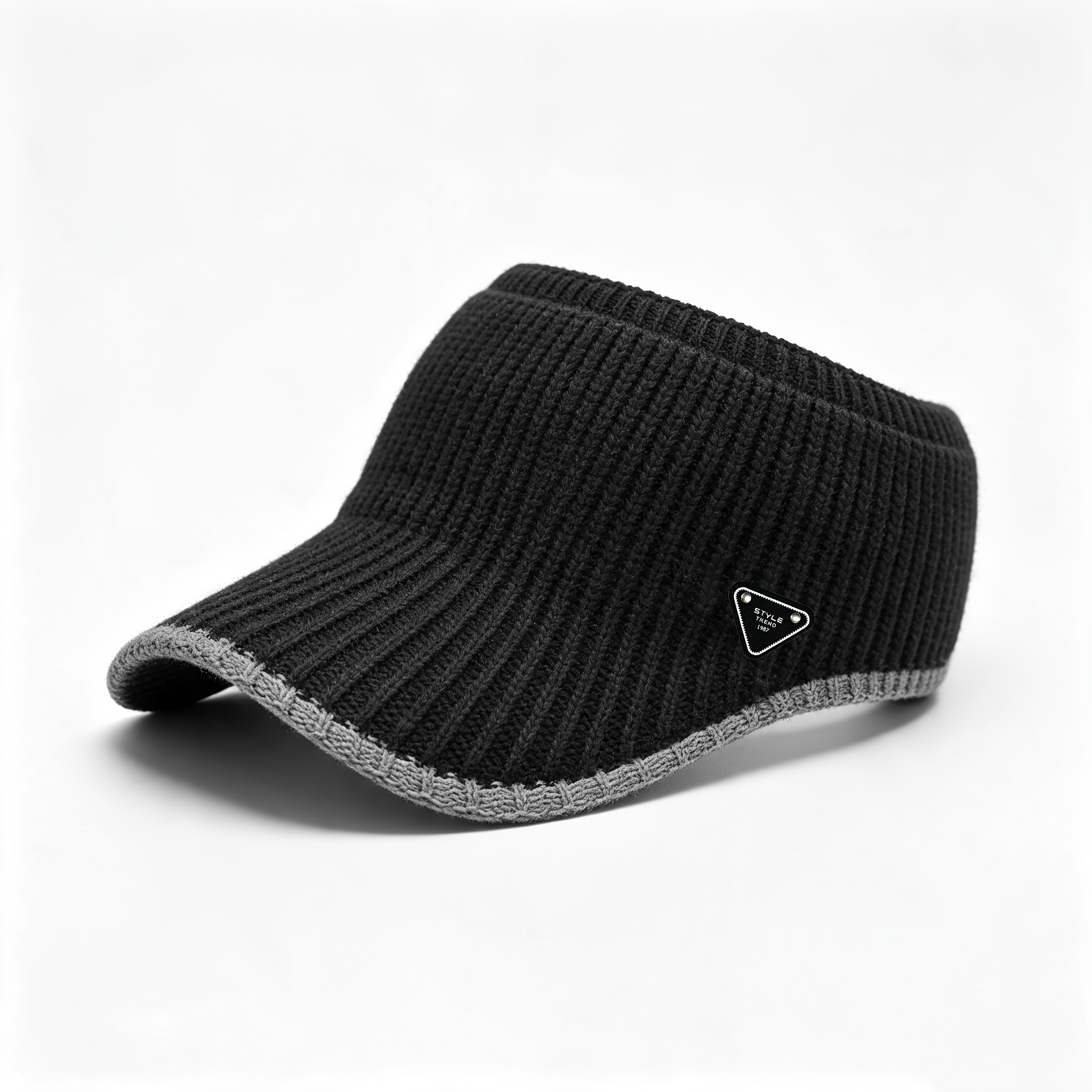 TEMU Men's Baseball Rib Knit Empty Top Women's Hat Slimming Face Winter Warm Soft Outdoor Running Unisex Hat