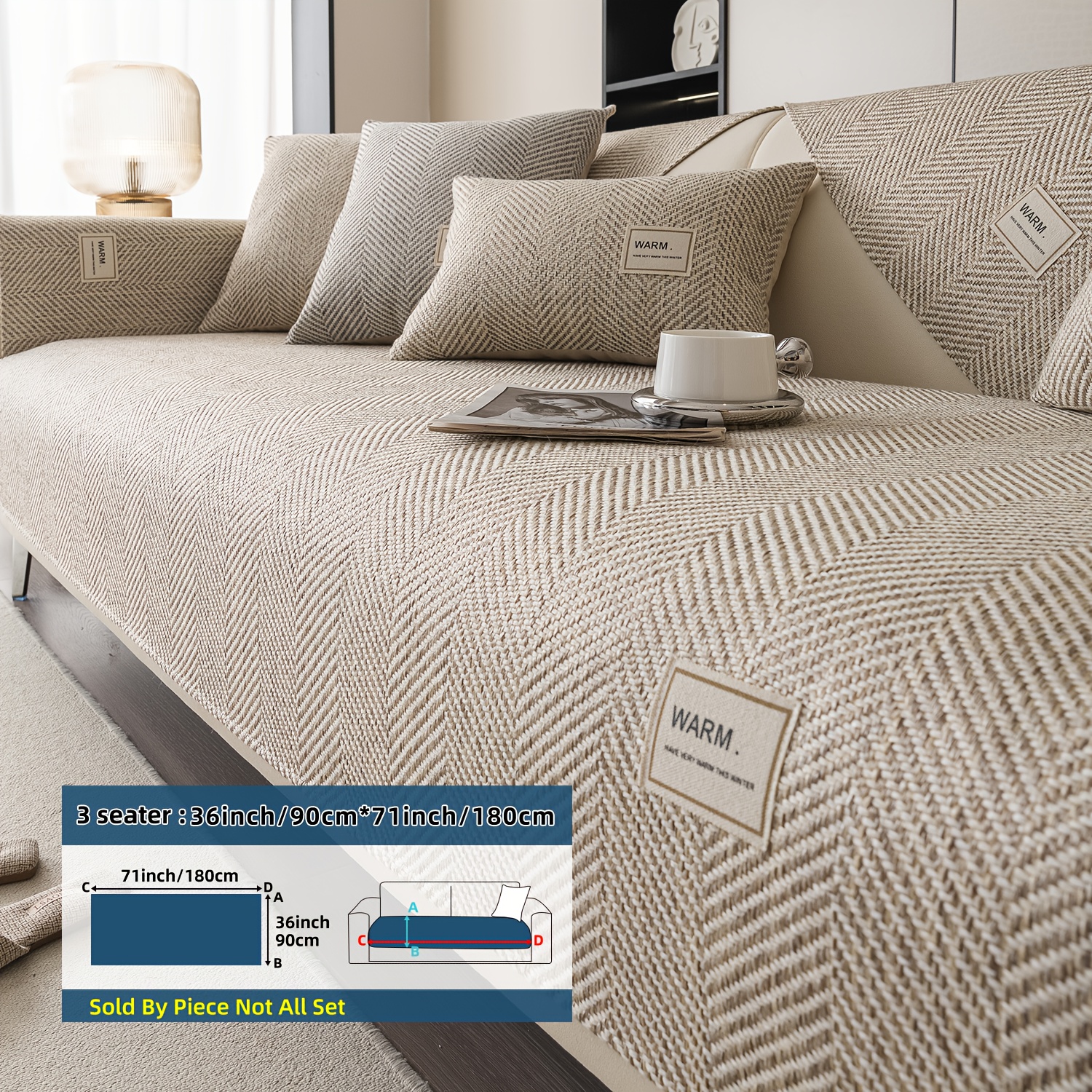 TEMU Bohemian Style Sofa Cover - Made Of High-quality Polyester Material, Non-slip And Pet-friendly, Suitable For Single Armchairs, Double Sofas, And