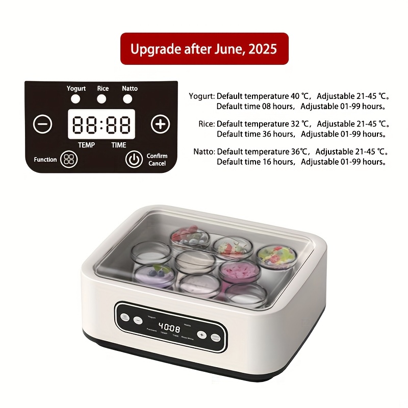 Joghurtbereiter Mit Timer - Automatische Joghurtmaschine 1,6L 9 Becher