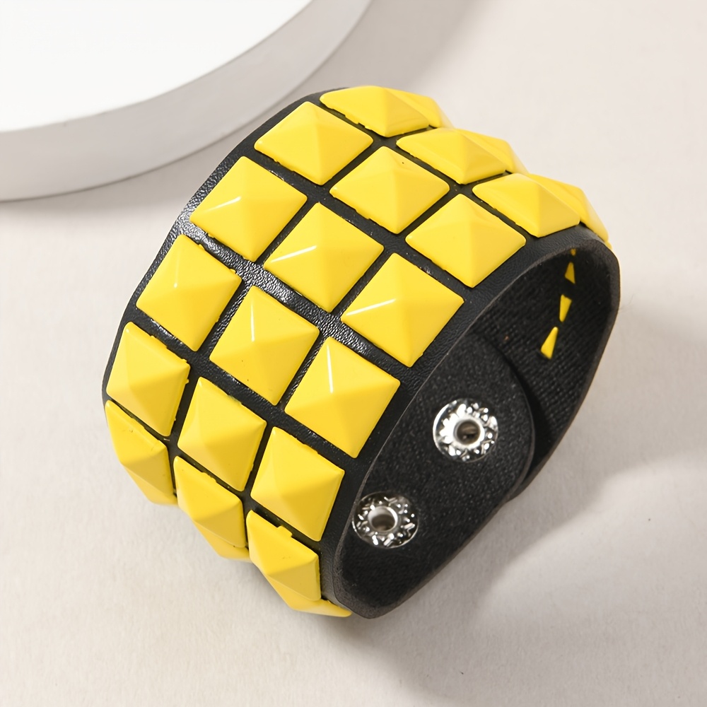 PU Fashion Bracelet with Multicolor Square Buckle, Unisex
