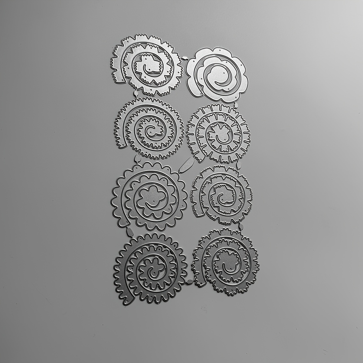TEMU Aboom Set Of 8 Metal Cutting Dies For Scrapbooks And Cards For Mother's Day And Father's Day, Featuring Large Spiral Rolled Flowers And