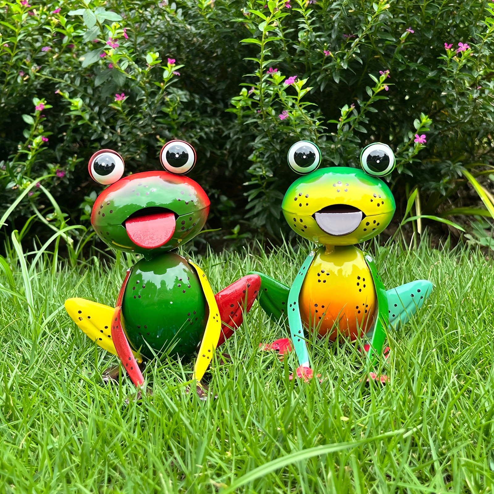 

Set Of 2 Metal Frog Statues Yard Art Garden Decor For Outdoor Patio Porch Or Backyard, Gift For Women, Mom, Grandma