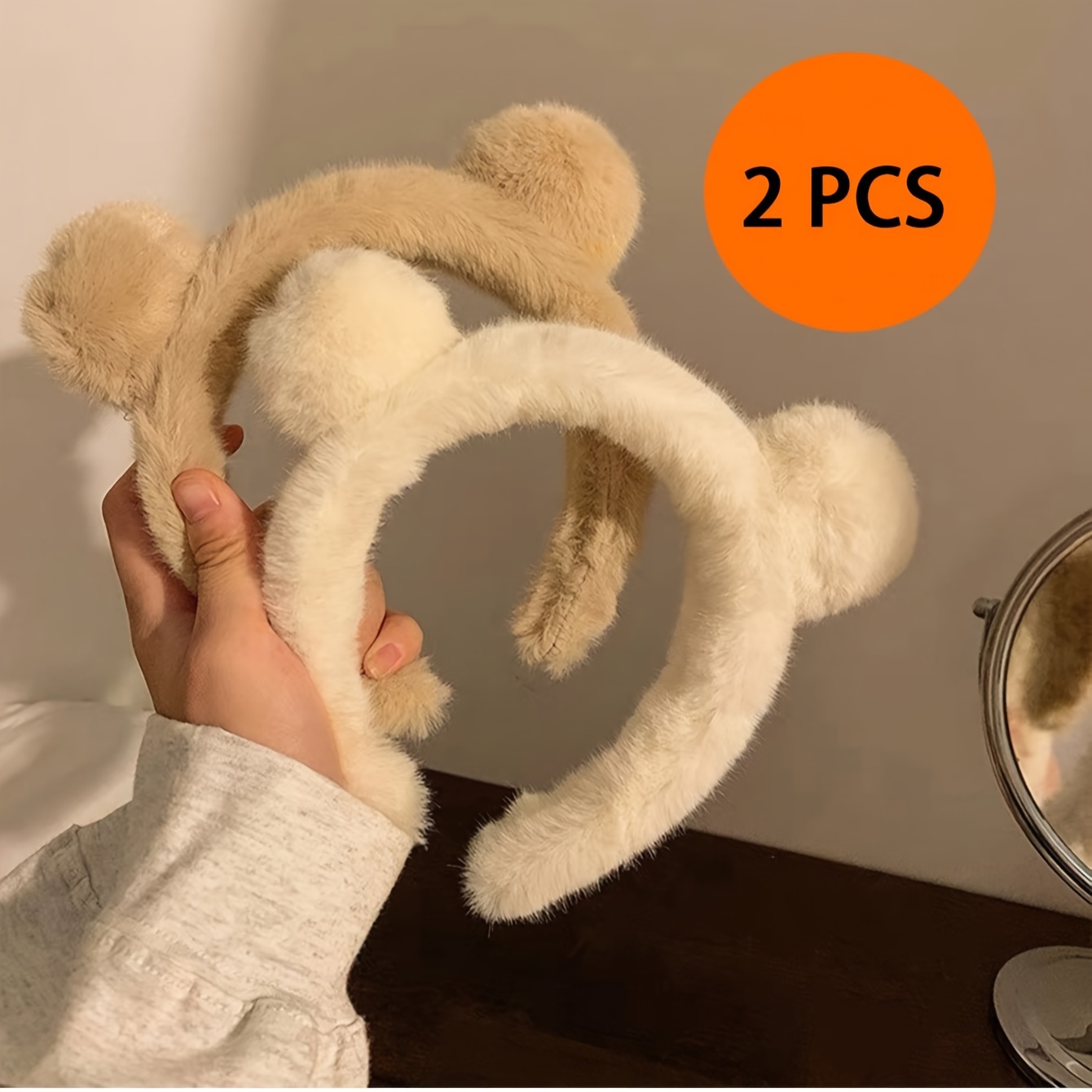 2pcs Bear Ears Headband For, Cute Plush Hair Additions