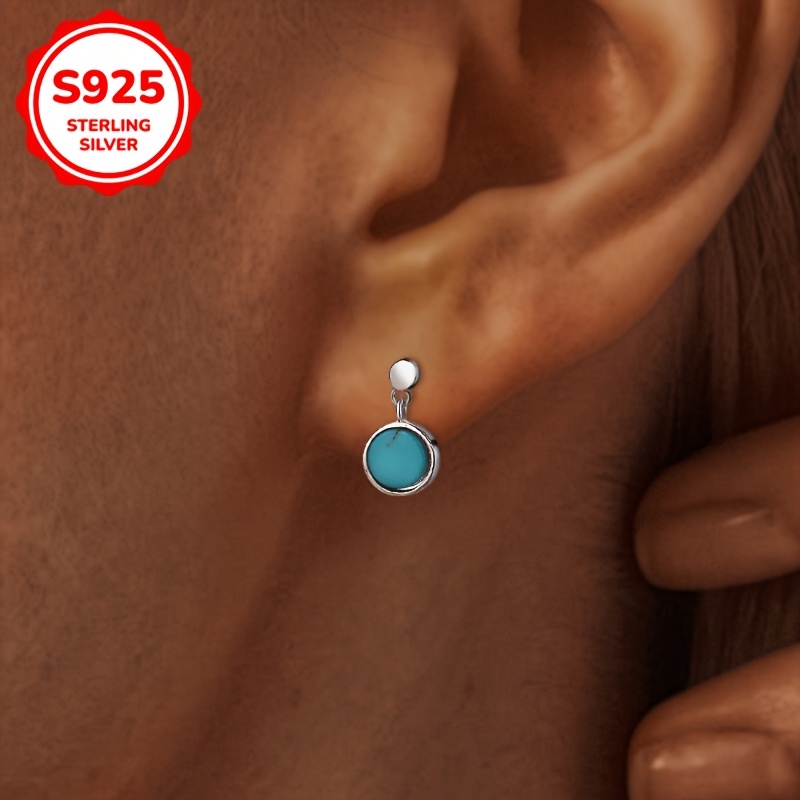 

Boucles d’oreilles en argent sterling 925 de style vacances avec turquoise synthétique - Pas de , Léger pour et les vacances, Pierre de de , Compatible avec toutes les - 1 paire