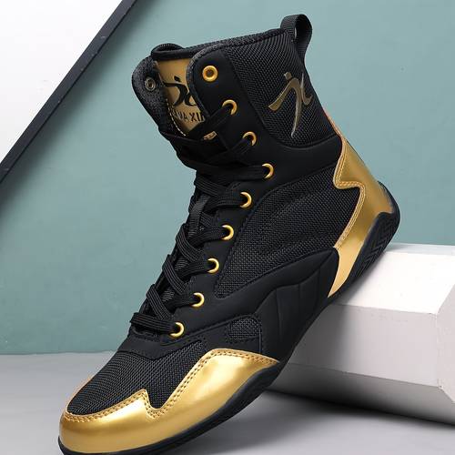 sneakers mens high top breathable upper lightweight anti slip rubber sole professional boxing training shoes