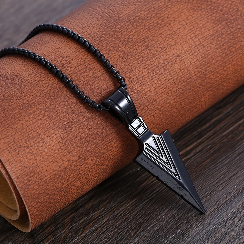 TEMU 1pc Retro Viking Arrow Pendant Necklace - Unisex Fashion Talisman Accessory, Suitable For Daily Vacation Wear, Perfect Birthday And Christmas