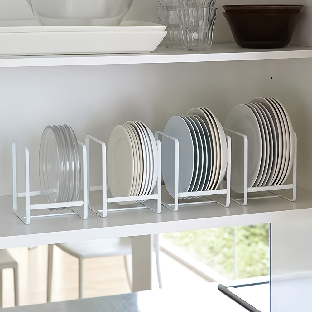 TEMU 4pcs Supports de Plats en Métal, Organisateur Antirouille pour Séchoir à Vaisselle, Étagère de Rangement pour Comptoir d', Noir/Blanc